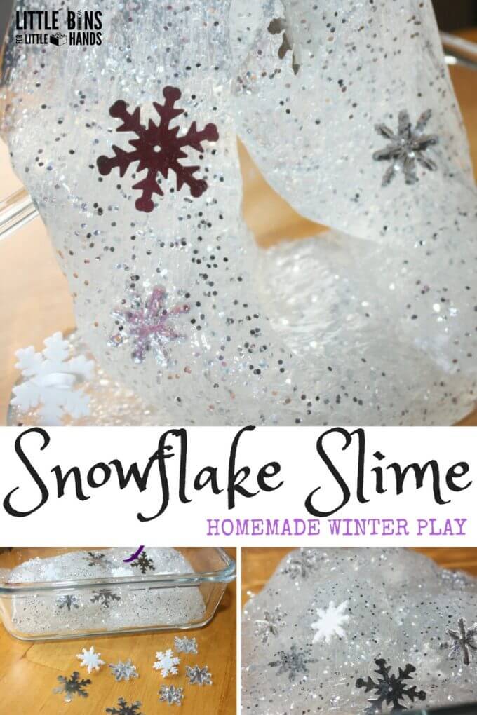 Winter Snowflake Homemade Slime Recipe for Kids