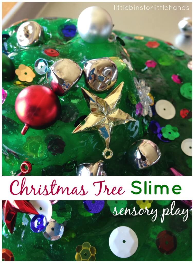 Christmas tree homemade slime sensory play