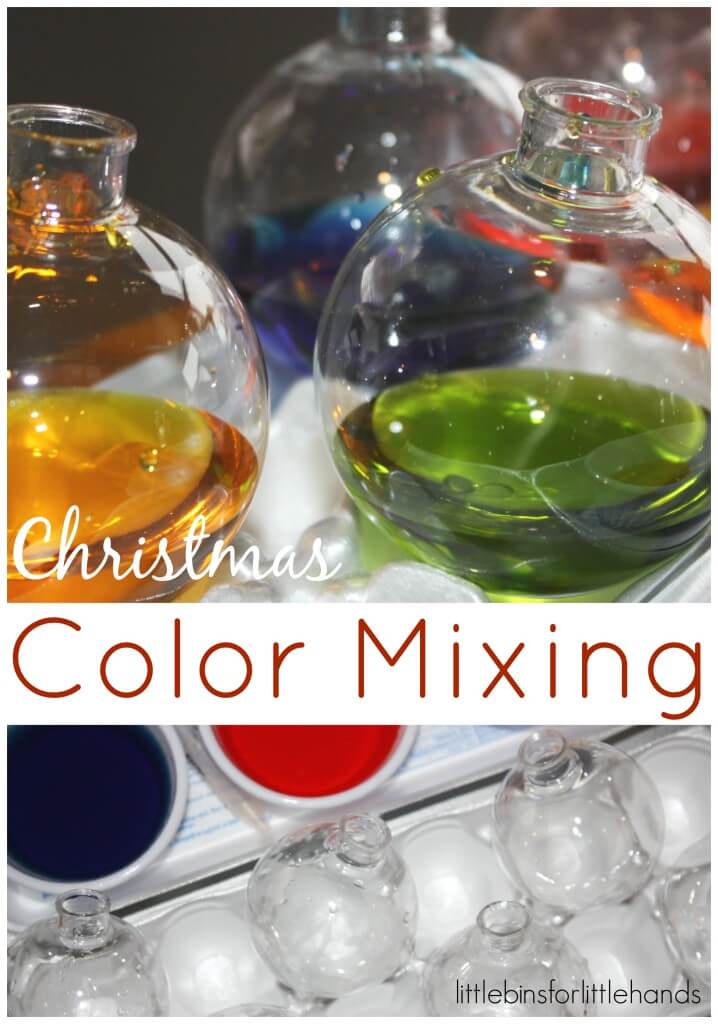 color mixing christmas ornaments primary and secondary color learning