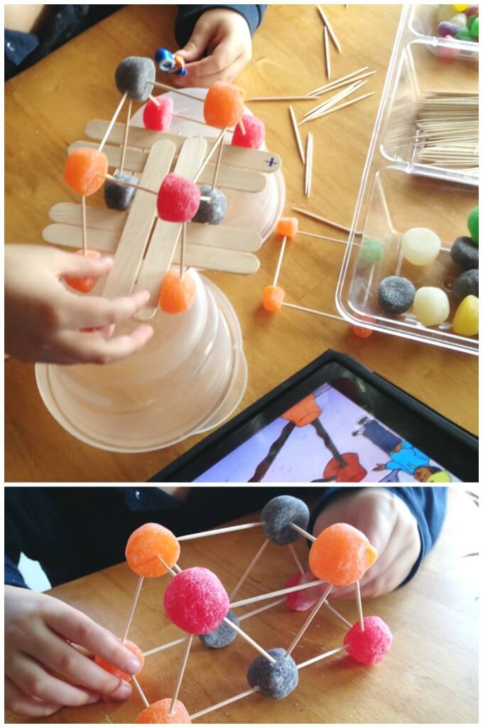 Gumdrop bridge building suspension bridge engineering iPad model lego men