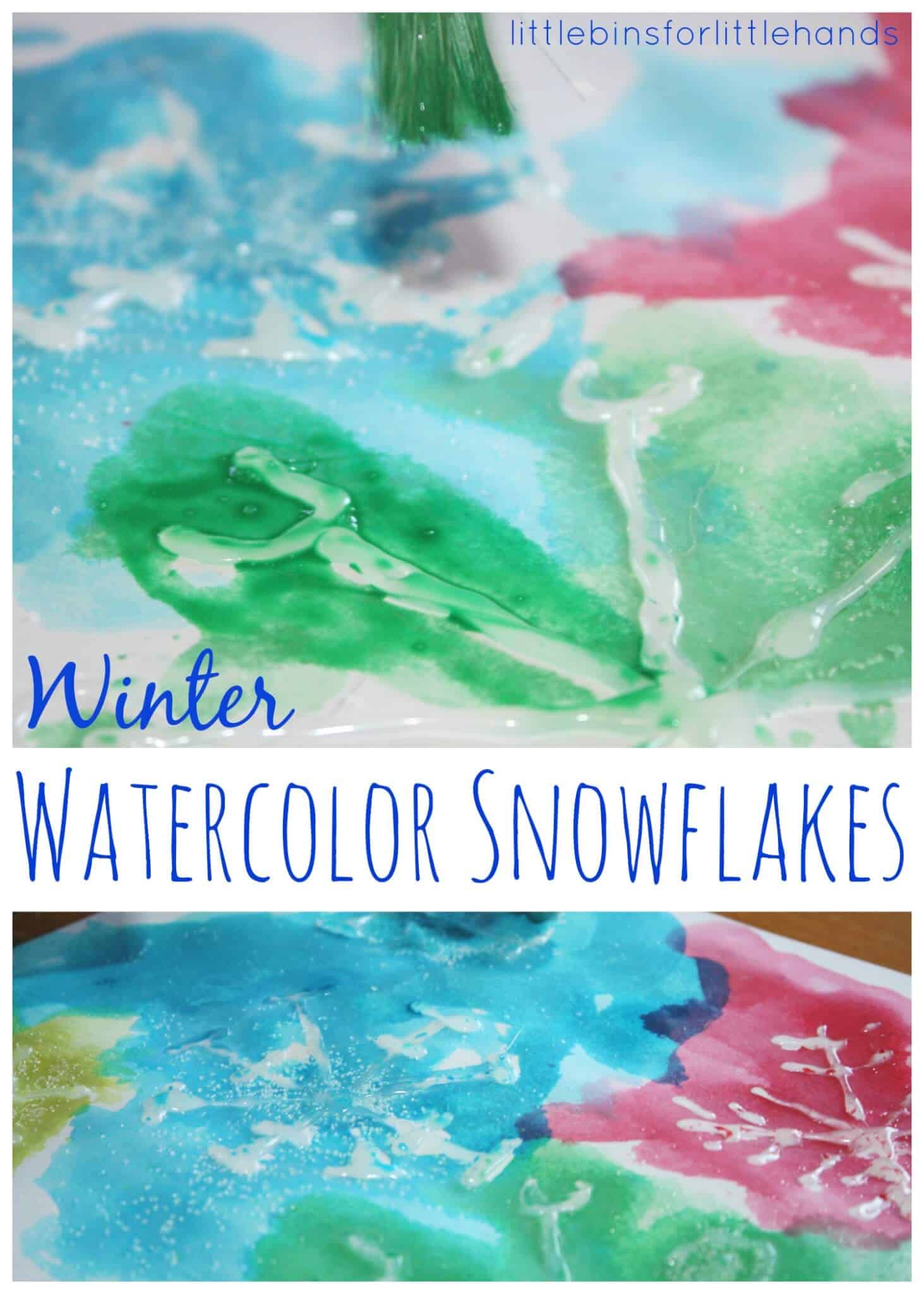 Watercolor Snowflakes Painting Activity for Kids