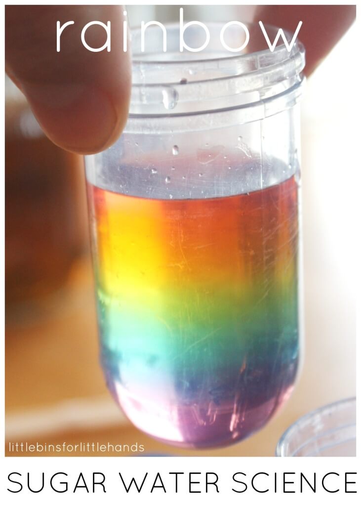 Rainbow Sugar Water Density Science Experiment STEM activity for kids