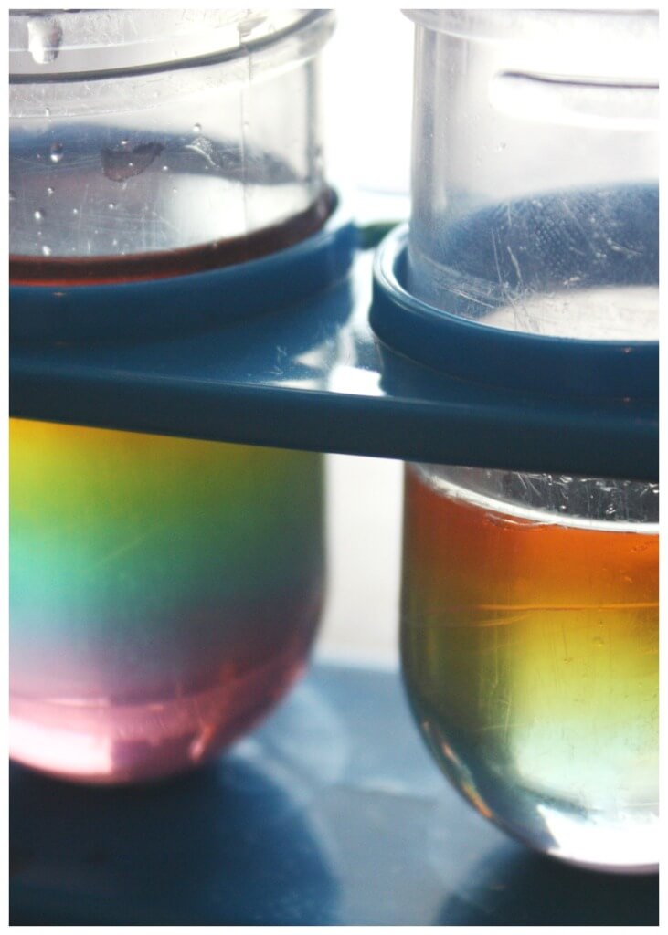 Rainbow Sugar Water Density Small Test Tubes