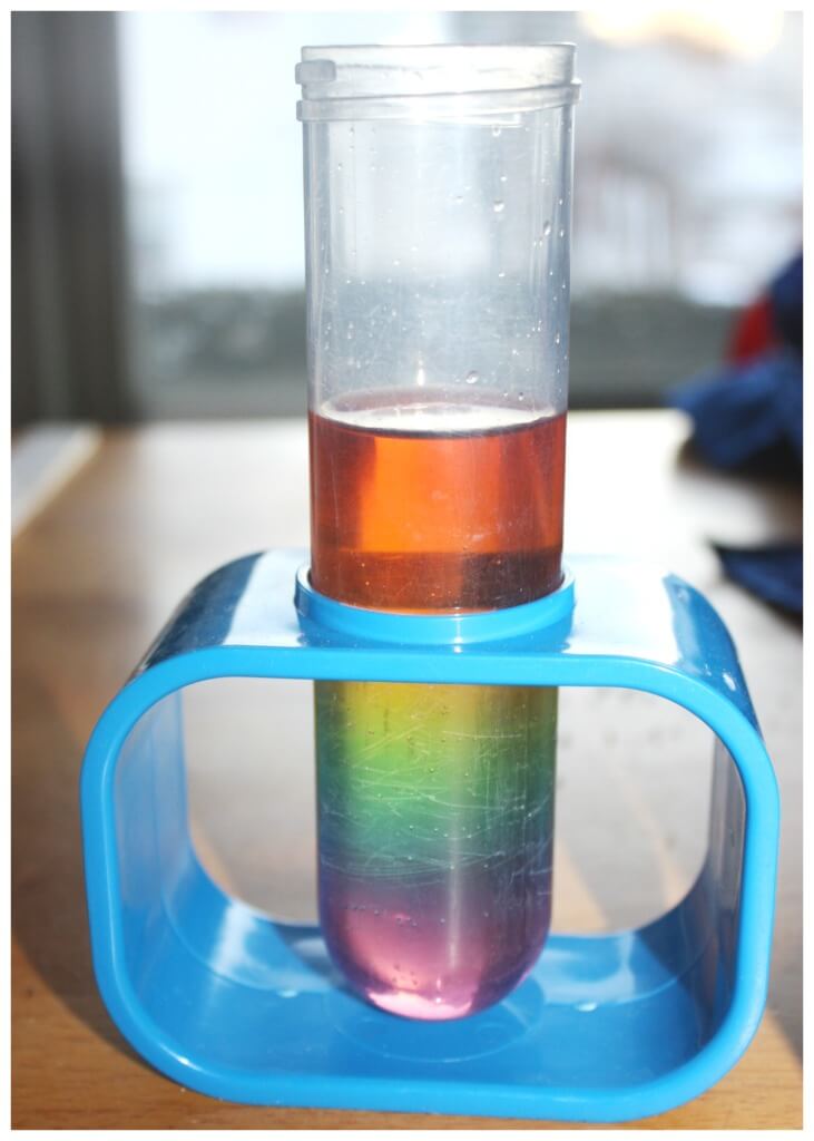 Rainbow Sugar Water Density Tower test tube science activity