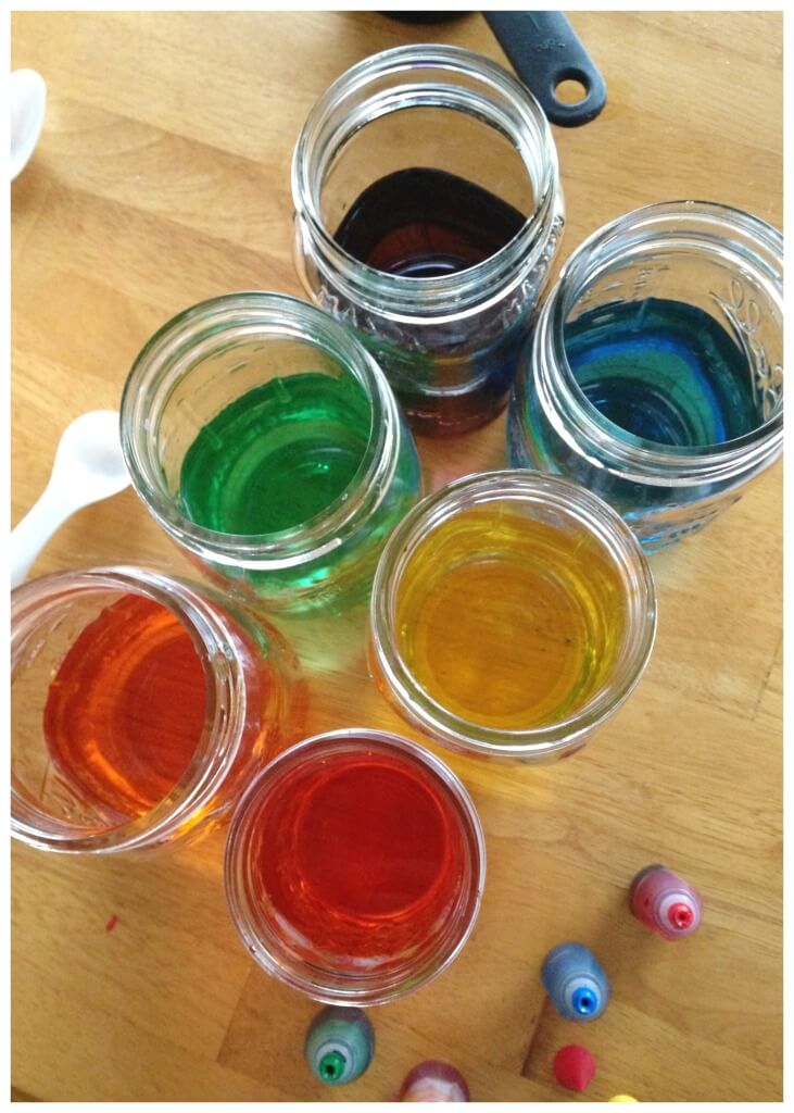 Rainbow Sugar Water Density Water Glasses Set Up Color Sugar