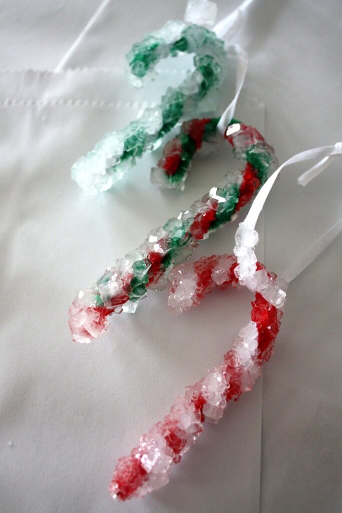 Crystal candy canes suspension science experiment