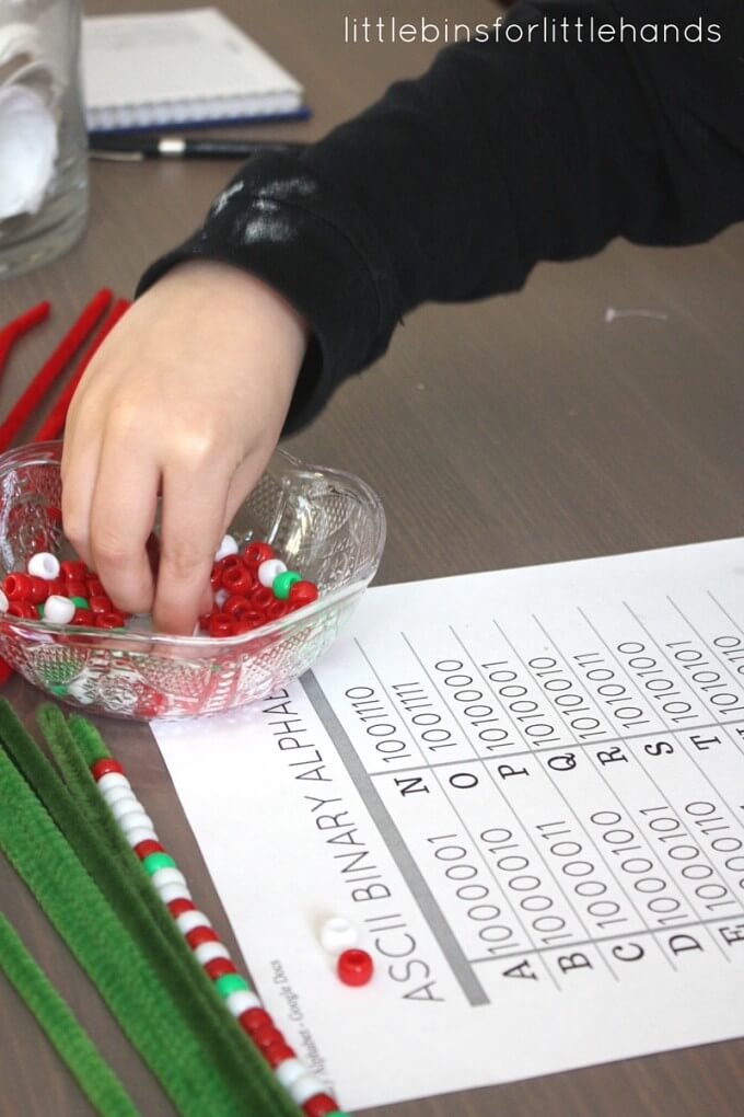 Christmas coding activity making words with Binary Alphabet