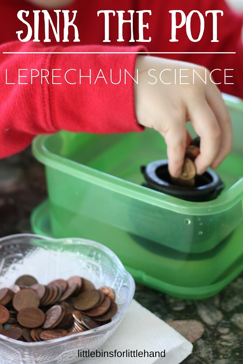 Experimentos relacionados con el día de San Patricio: Hundir la olla, ciencia de leprechauns en Little Bins for little hands