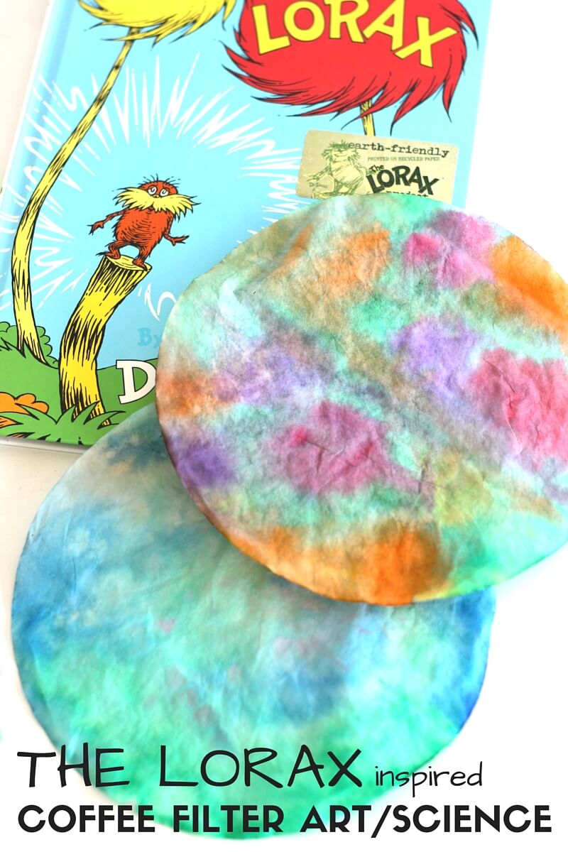 Tie Dyed Coffee Filter Art Dr. Seuss Lorax Activity