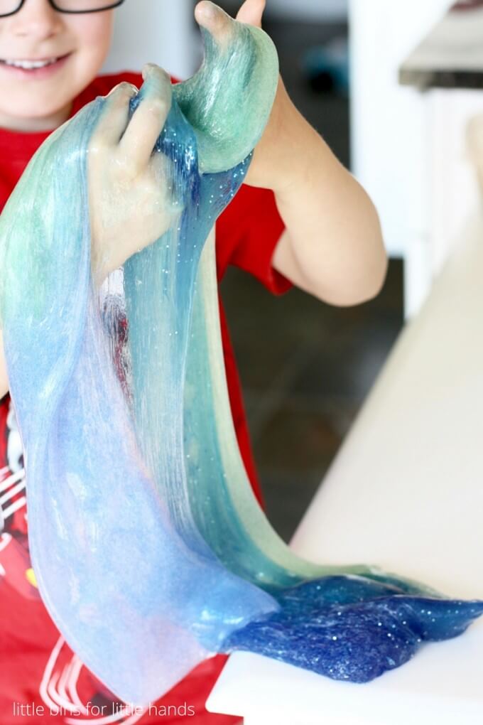 Summer sensory play make ocean slime for kids!