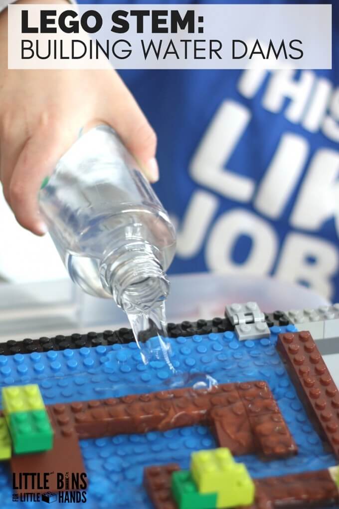 LEGO water activity for building dams and exploring the flow of water
