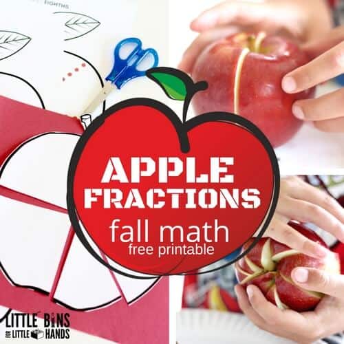 apple fractions math fall theme activity with printable apple sheet