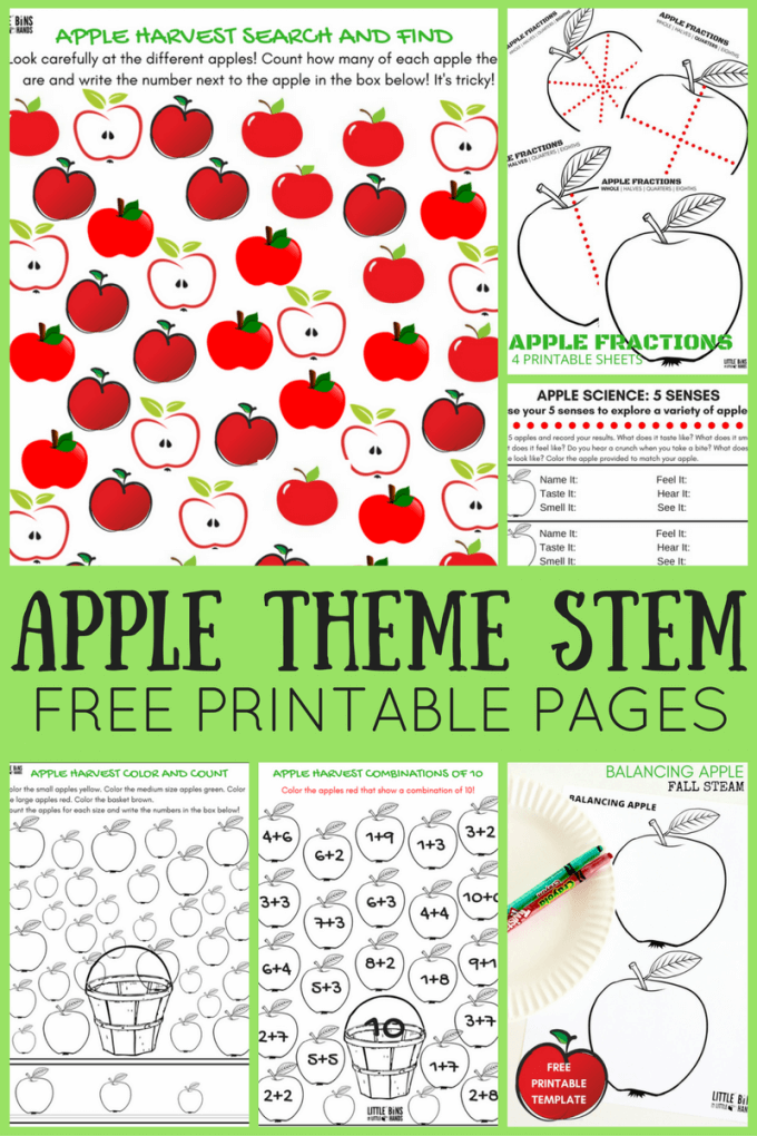 Apple Theme Worksheets and Apple STEM Activities FREE Pages
