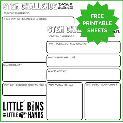 STEM Challenge Worksheets FREE Printable | Little Bins for Little Hands