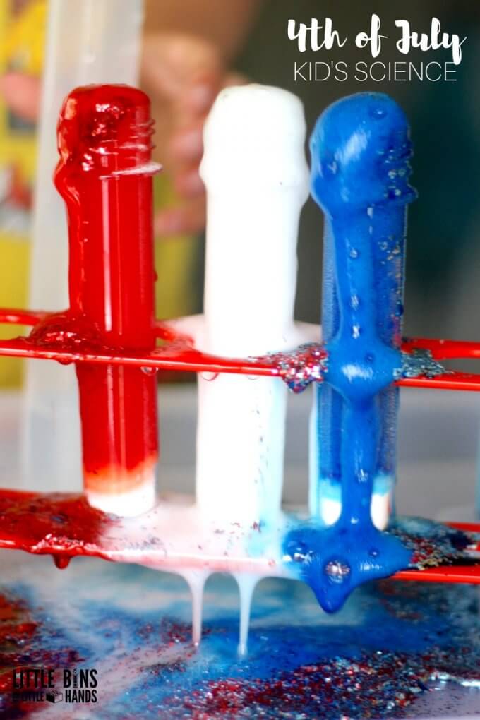 4th of July Science Activity with Red, White, And Blue Baking Soda and