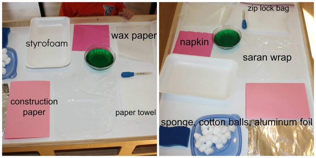 water absorption simple science set up table