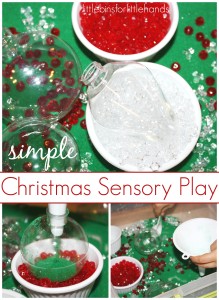 Sand Ornament sensory play Christmas Sensory Bin