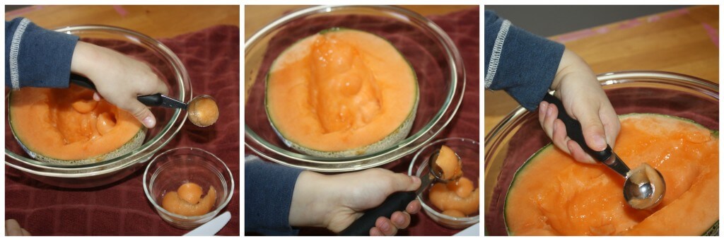 valentines snack making melon balling