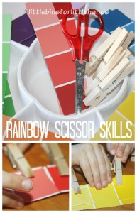 Rainbow Scissor Skills Activity Cutting Paper Matching Colors
