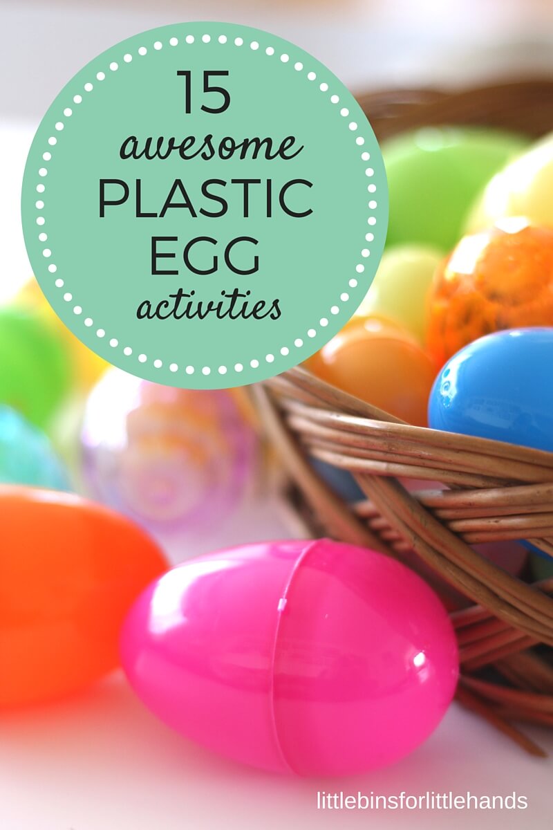 Easter plastic egg activities including Easter science, sensory, math, STEM and early learning activities