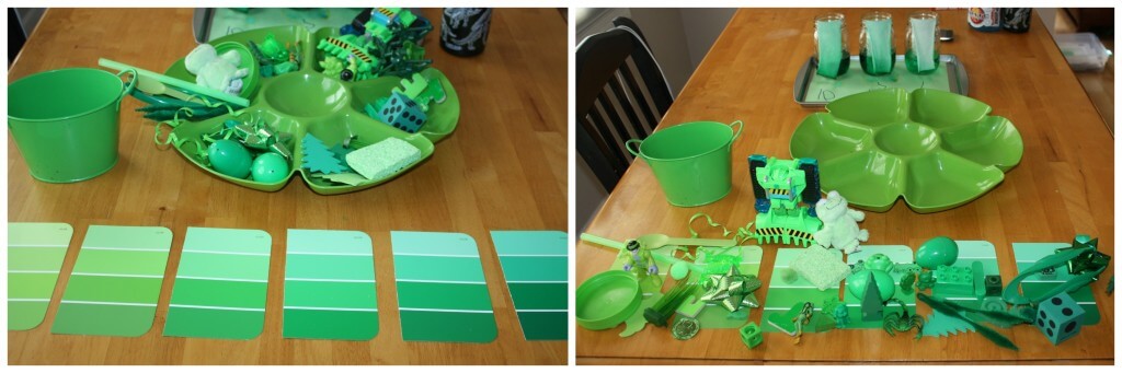 green color play science activity grading shades of green