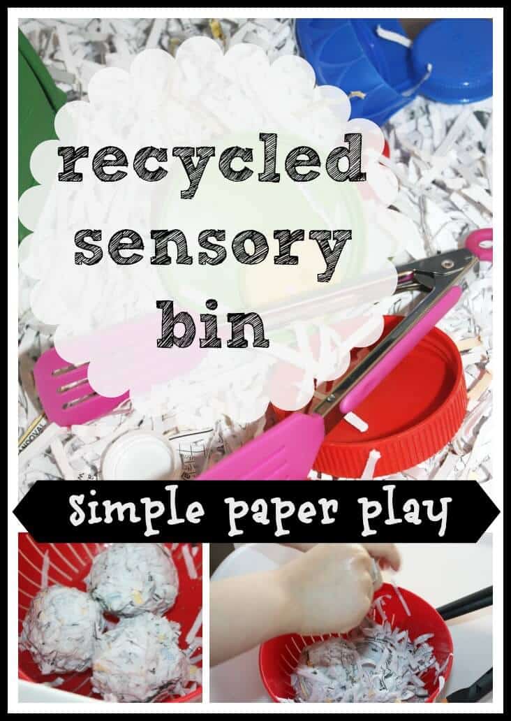 Paper Sensory Bin Play: Recycled Shredded Paper Sensory Play