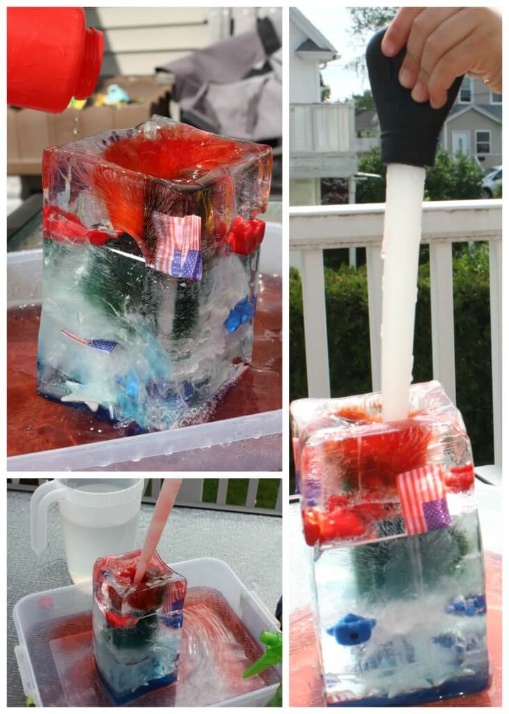 4th Of July Summer Science Ice Melt Sensory play