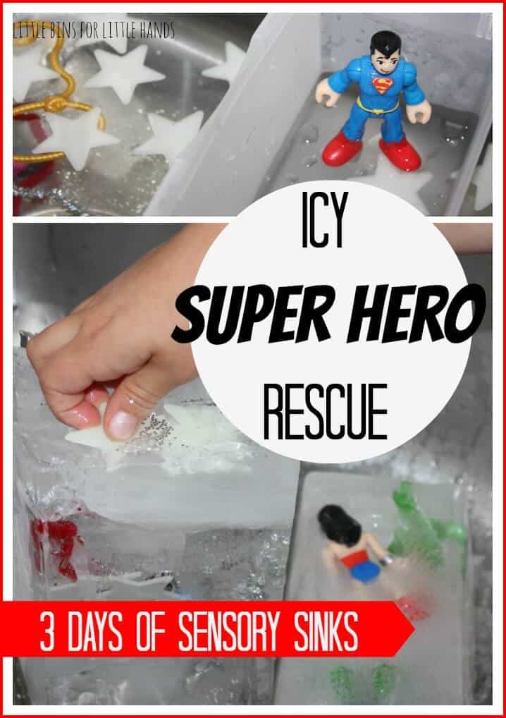 Icy Super Hero Rescue Sensory Sink Activity