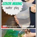 proprioceptive sensory play with color mixing water play