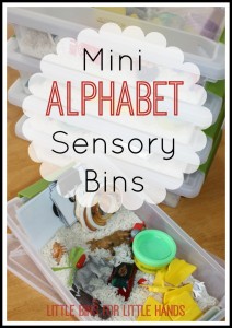 mini alphabet sensory bins activity