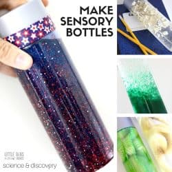 How to make sensory bottles and discovery bottles for kids science and sensory processing activities