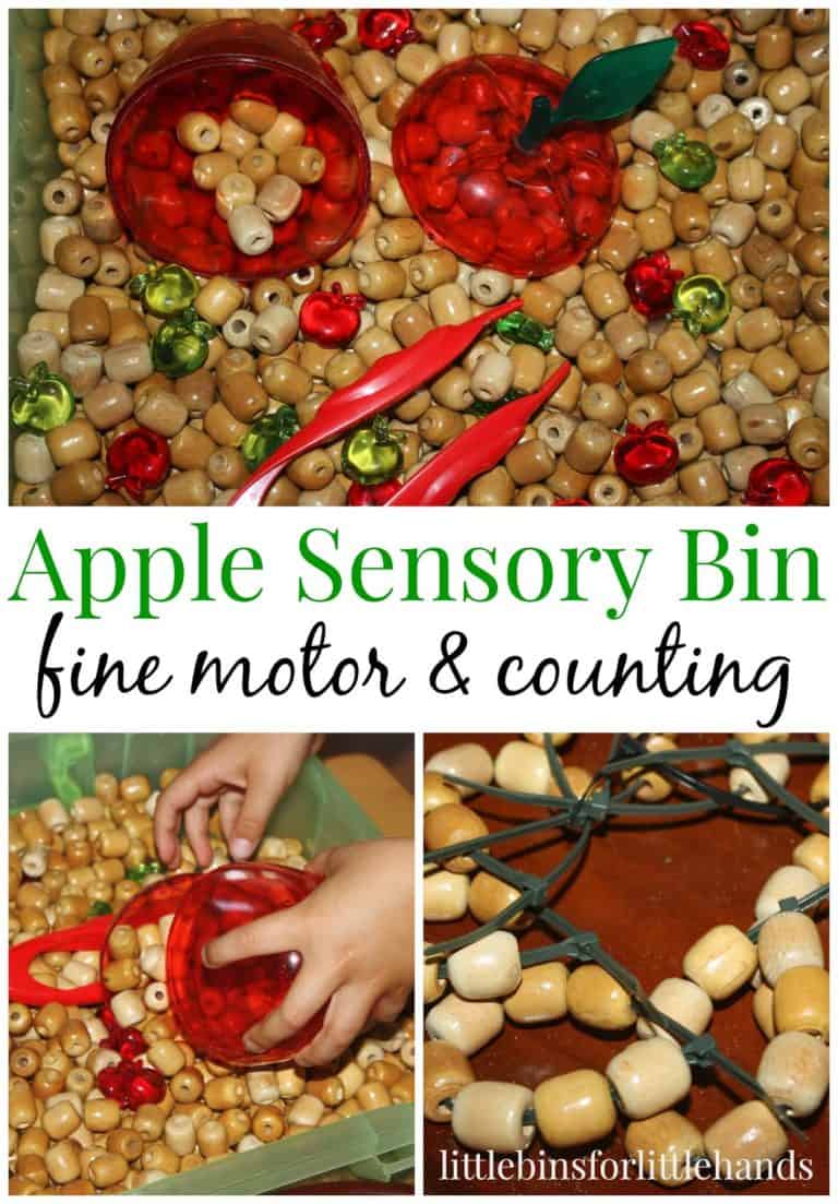 Apple Wooden Beads Sensory Bin