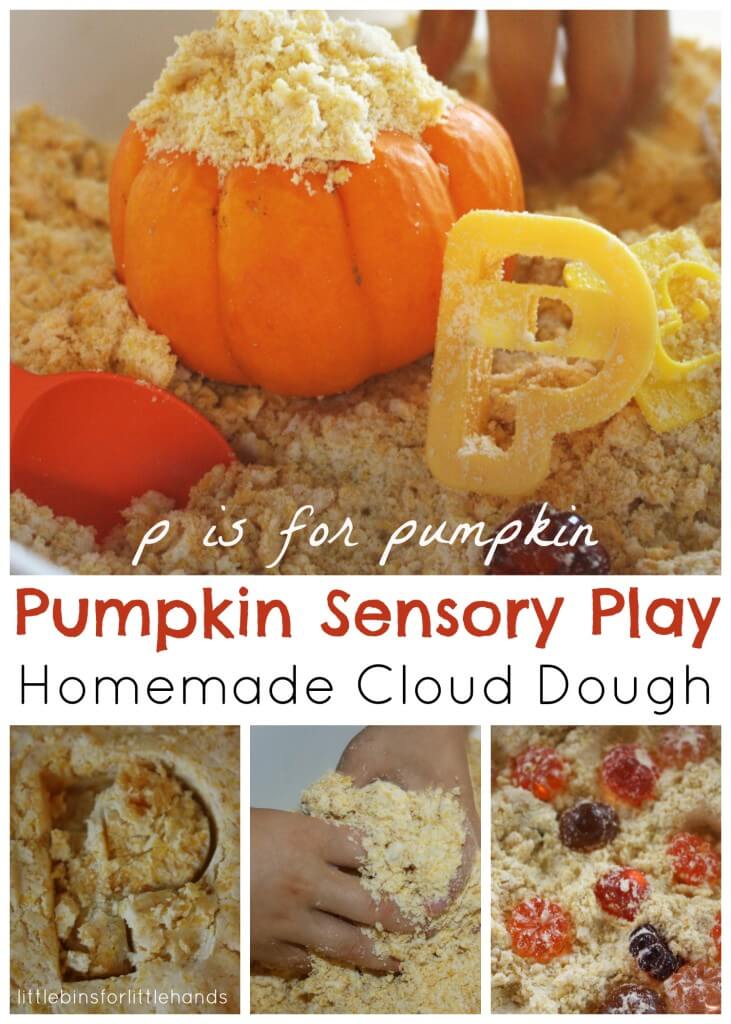 Pumpkin Homemade Cloud Dough Sensory Play P is For Pumpkin