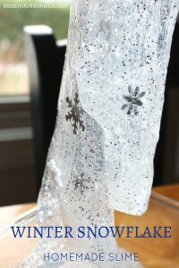 Winter snowflake homemade slime recipe for science and sensory pay