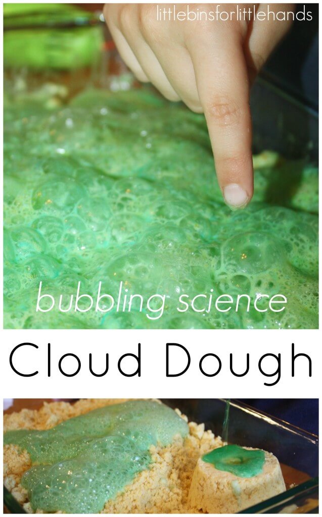 cloud dough bubbling science sensory play