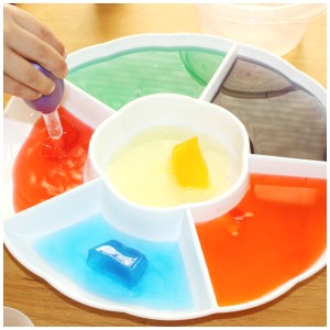 color mixing with colored ice cubes