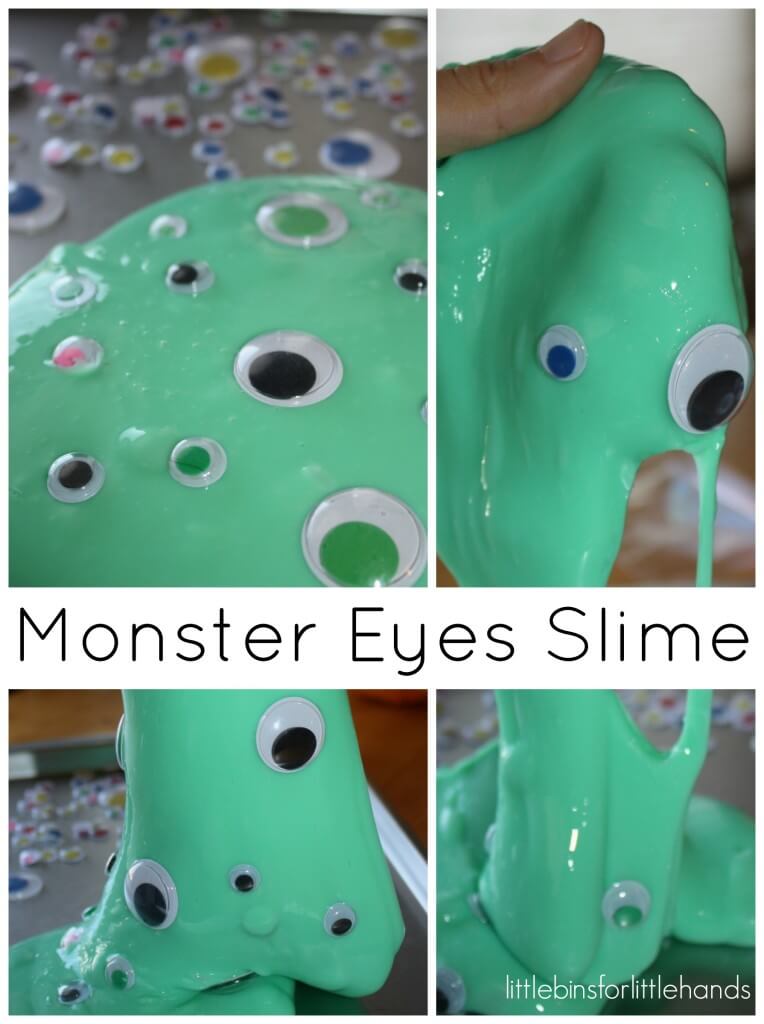 easy slime halloween sensory play monster eyes