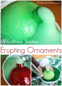 Christmas Baking Soda Science Erupting Ornaments and Ornament Volcano
