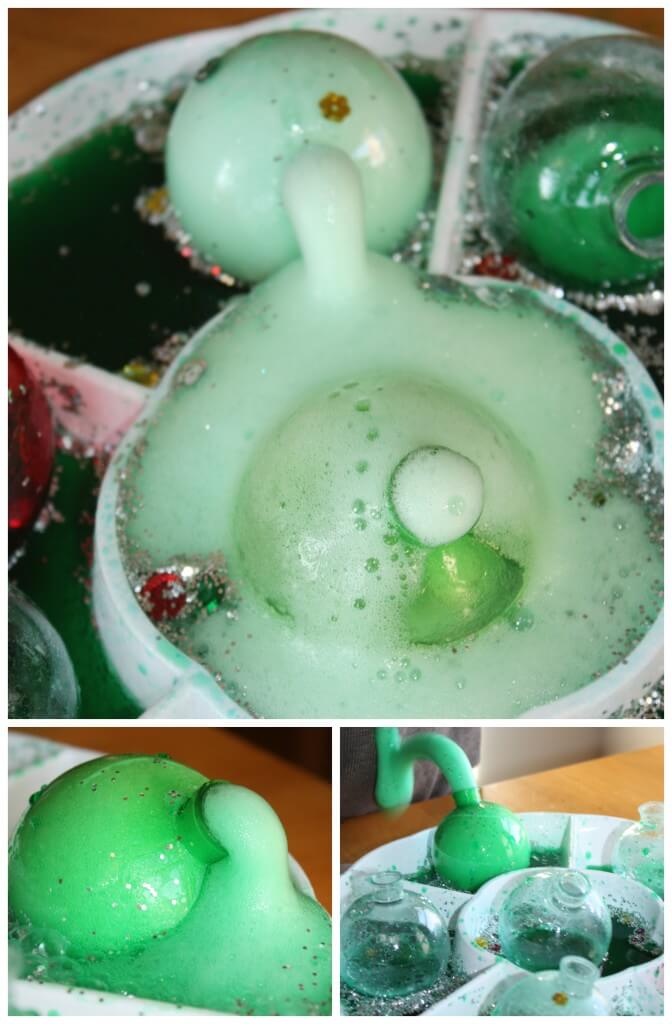 Christmas Baking soda science eruption ornaments play