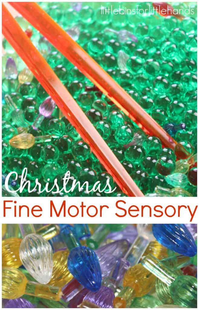 Christmas Fine Motor Sensory Play Water Beads Sensory Bin Mini Lights