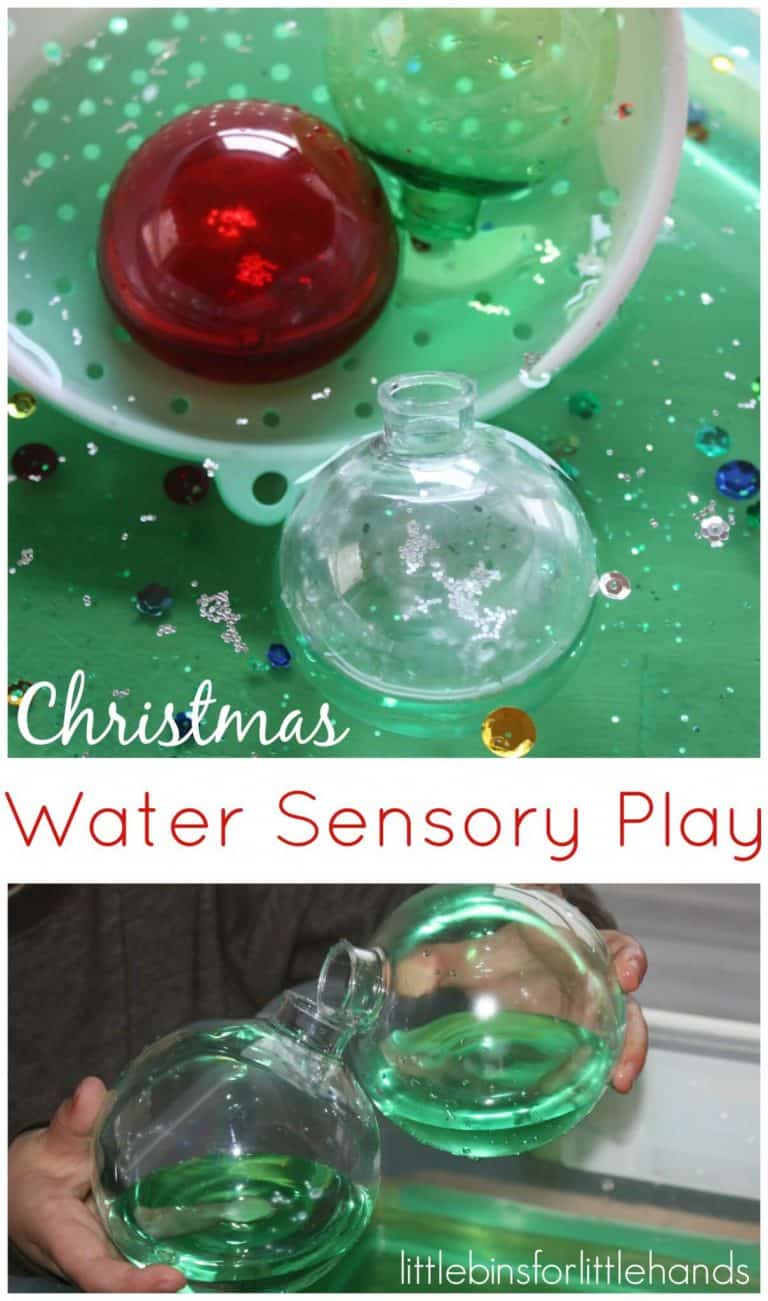 Christmas Water Play With Plastic Ornaments