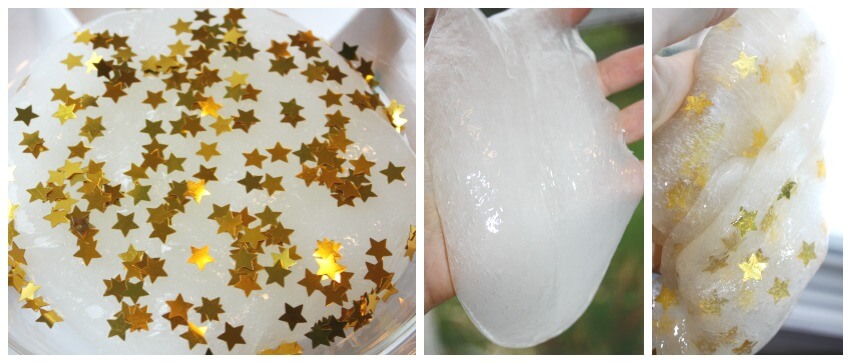 Star confetti slime sensory play set up