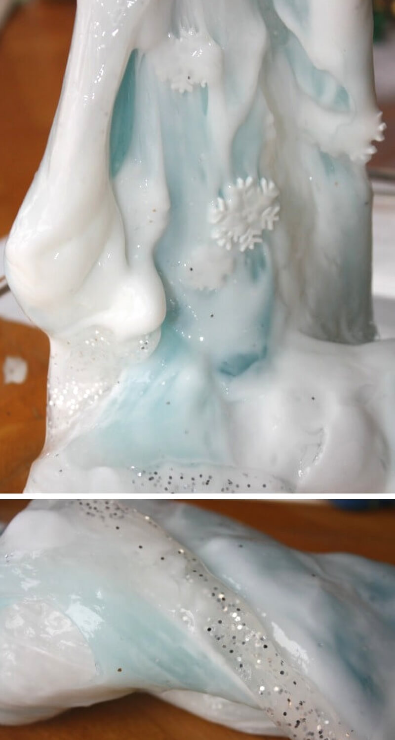 Homemade arctic slime recipe for kids winter science and sensory play.