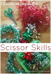 Christmas Scissor Skills Cutting practice activity dollar store items