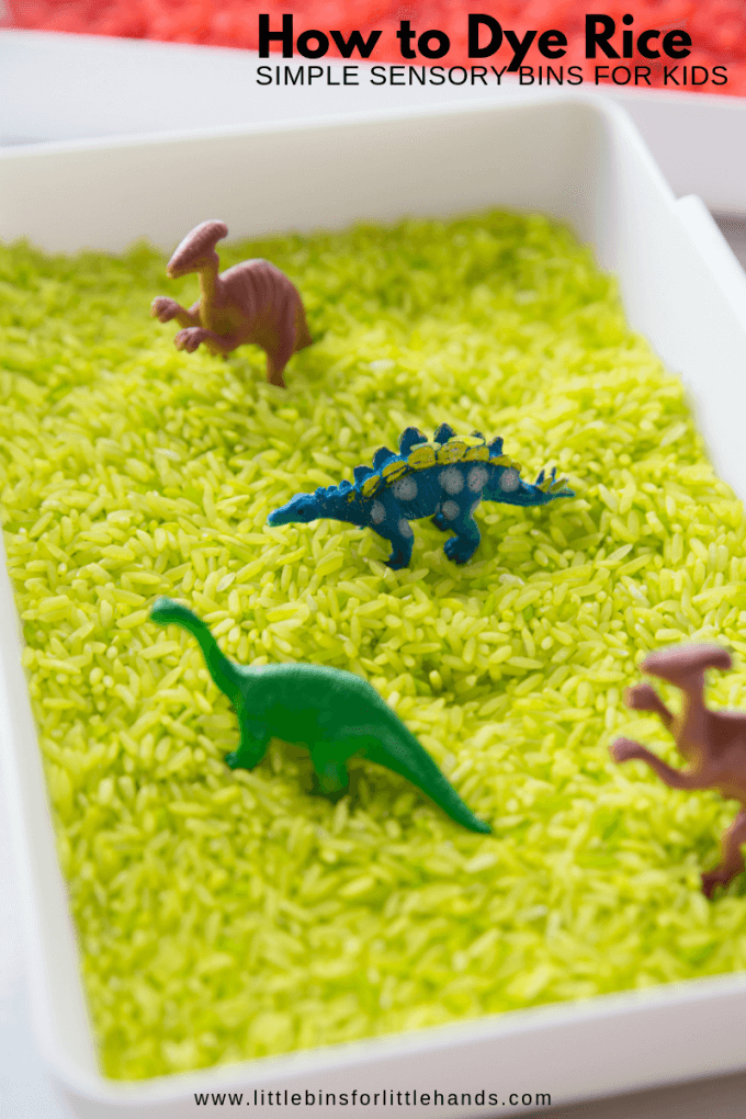 how to dye rice for your next sensory bin play activity for young kids