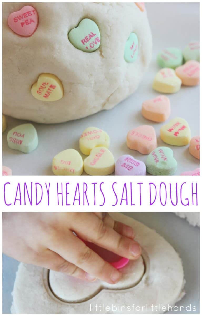 Candy Heart Salt Dough Sensory Play