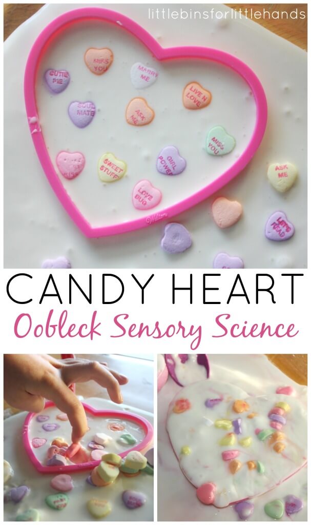 Candy hearts obelisk science sensory Valentines activity