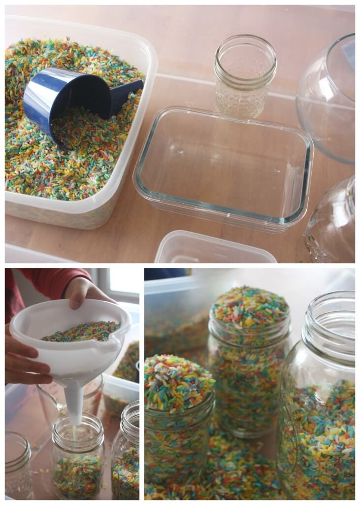 Exploring Volume Science Experiment Dry rice Measuring comparing volume