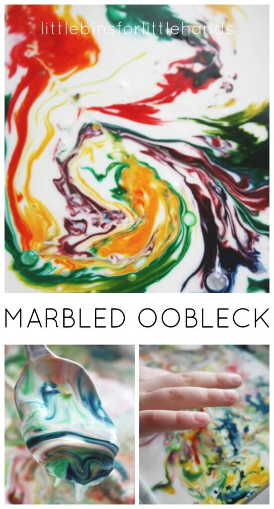 Marbled Oobleck Science Art Sensory Play Activity