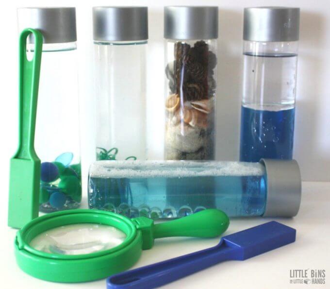 Earth day Science with discovery bottles